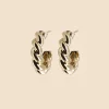 Philippe Audibert Boucles D'Oreilles Creoles Torsade Dore New