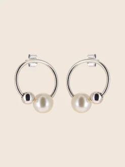 Philippe Audibert Boucles D'Oreilles Dina Perle Argente Hot